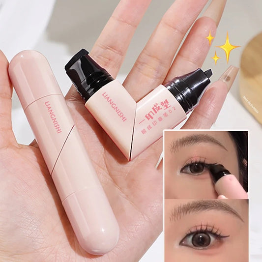 Rotating Eyeliner Stamp Pen – Dual-Head Design with Wing Stamp