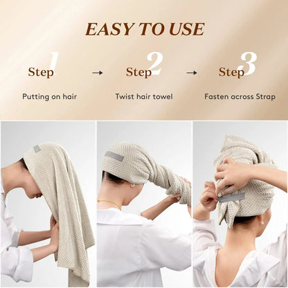 Ultra Soft Microfiber Towel Hair Wrap – Fast Dry with Elastic Band